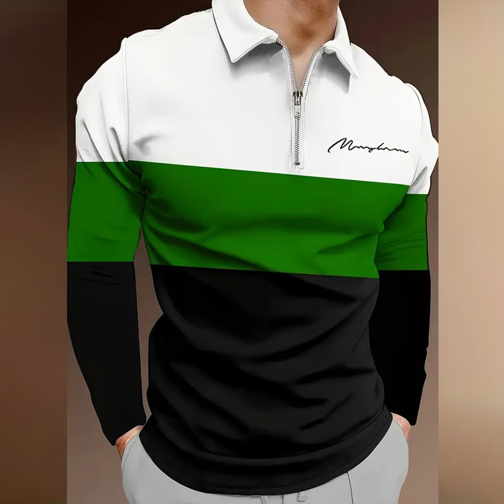 Men's autumn and winter fashion long-sleeved polo shirt