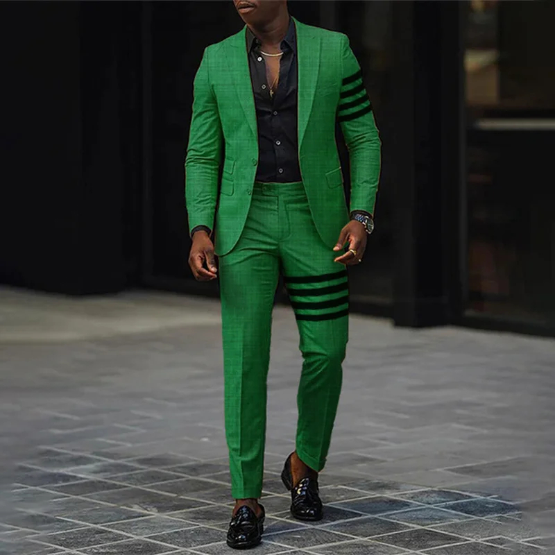 Men's single breasted regular fit suit blazer trousers set