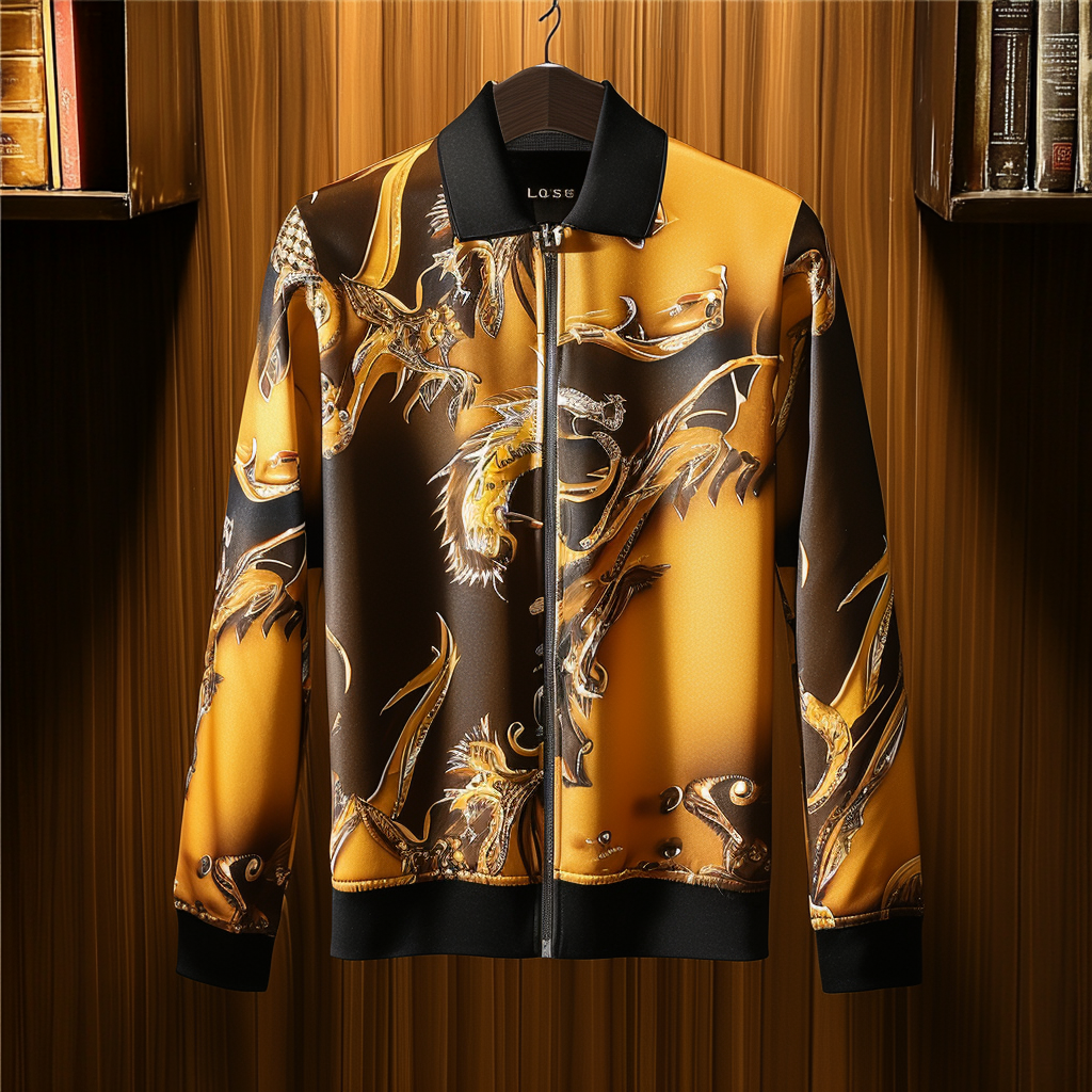 Men's Zipper Printed Jacket Outerwear