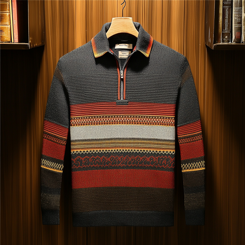 Men's casual half-zip polo shirt