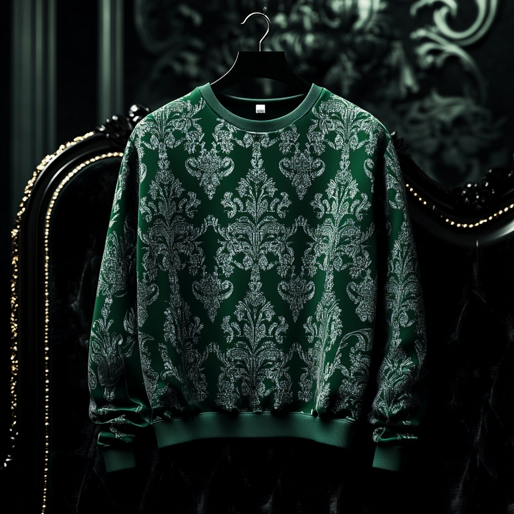 Paisley Print Sweatshirt Round Neck Pullover Men