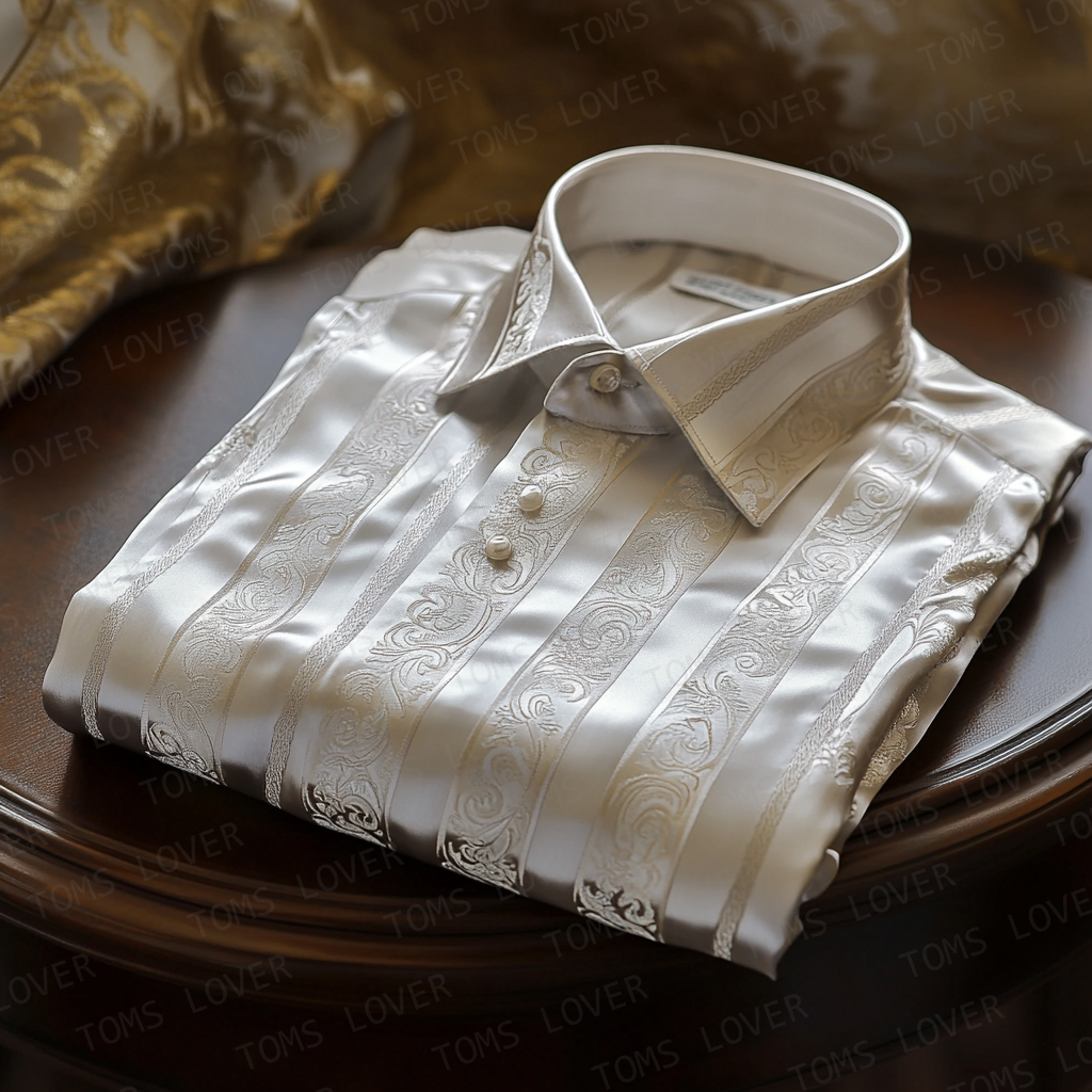 Business Elegant Baroque Stripes Shirt Wedding Shirt Men's Shirt