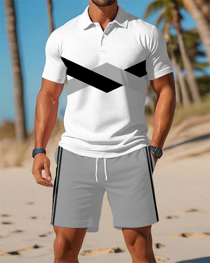 Men's  Print Polo Set Polo Shirt