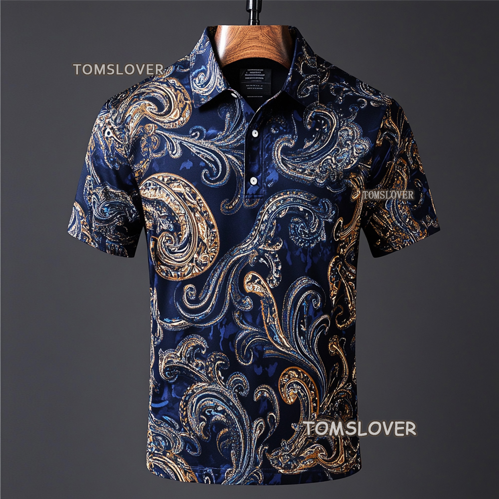 Men's paisley polo shirt