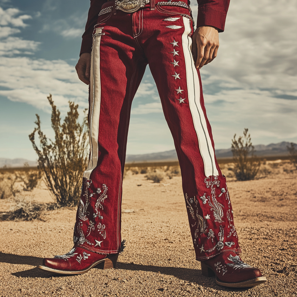 High-quality jeans with a graphic pattern
