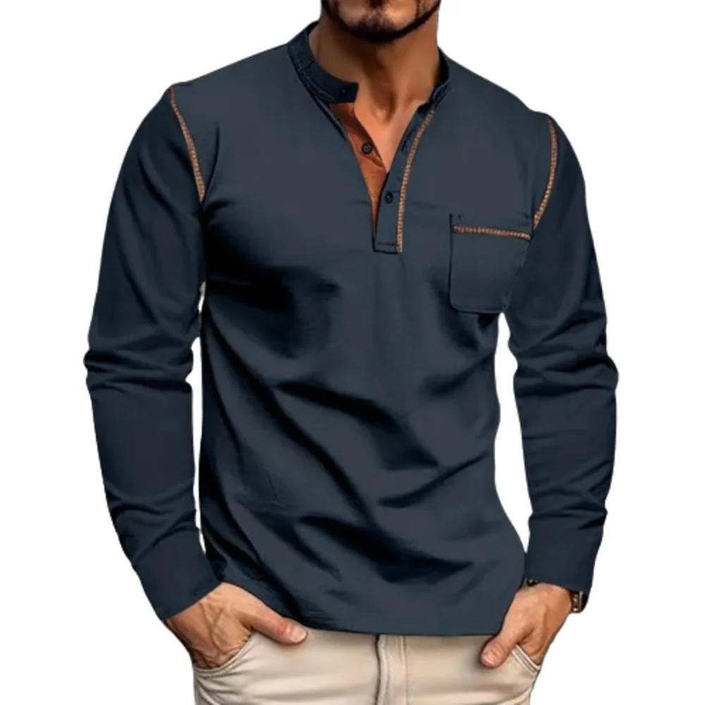Men's autumn and winter fashion long-sleeved polo shirt