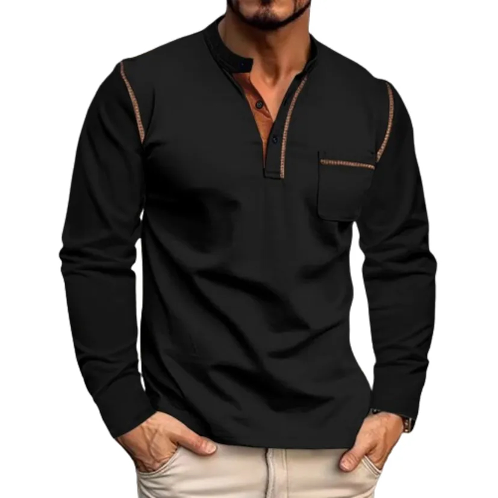 Men's autumn and winter fashion long-sleeved polo shirt