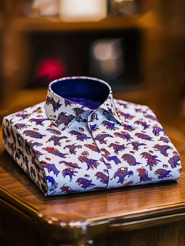 Men's Business Luxury Floral Print  Button Down Shirt