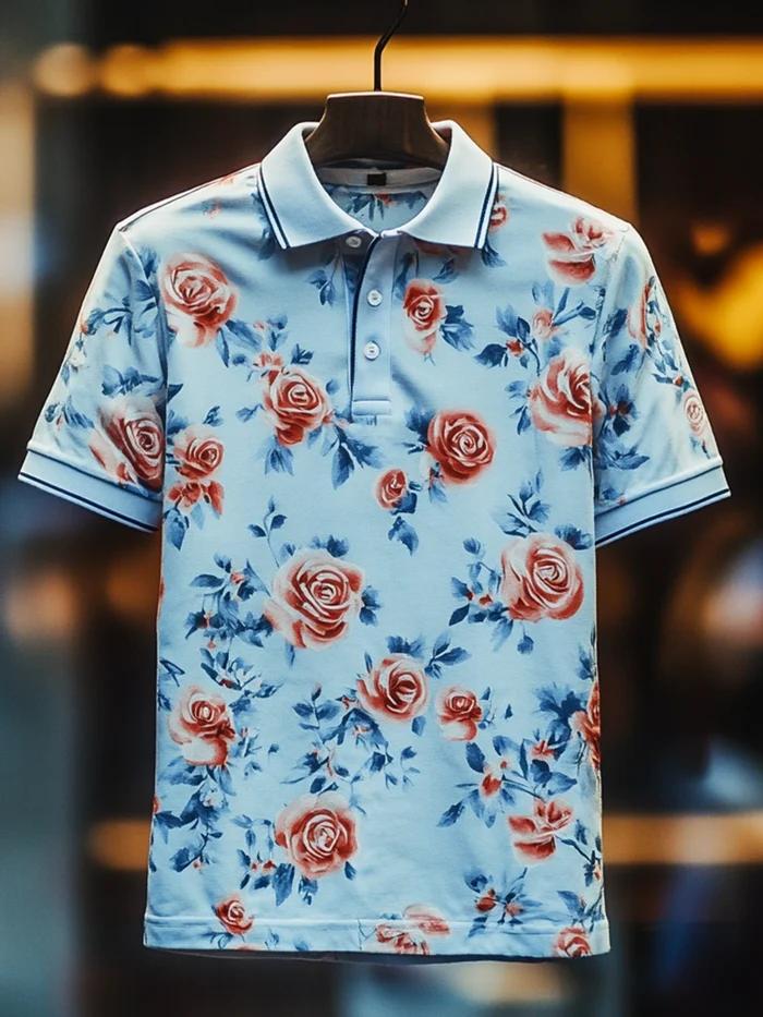 Men's Classic Business Button Short Sleeve Polo Shirt