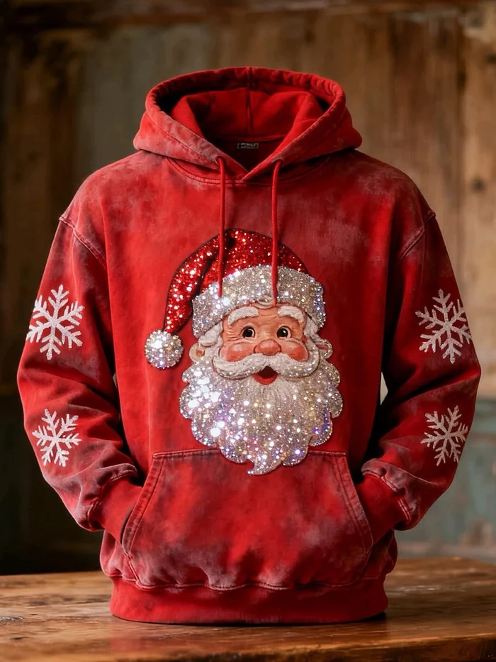 Christmas Long Sleeve Hooded Pocket Men's Top