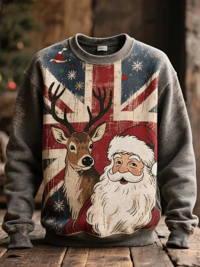 Men's Retro Casual Christmas Party Art Sweatshirt