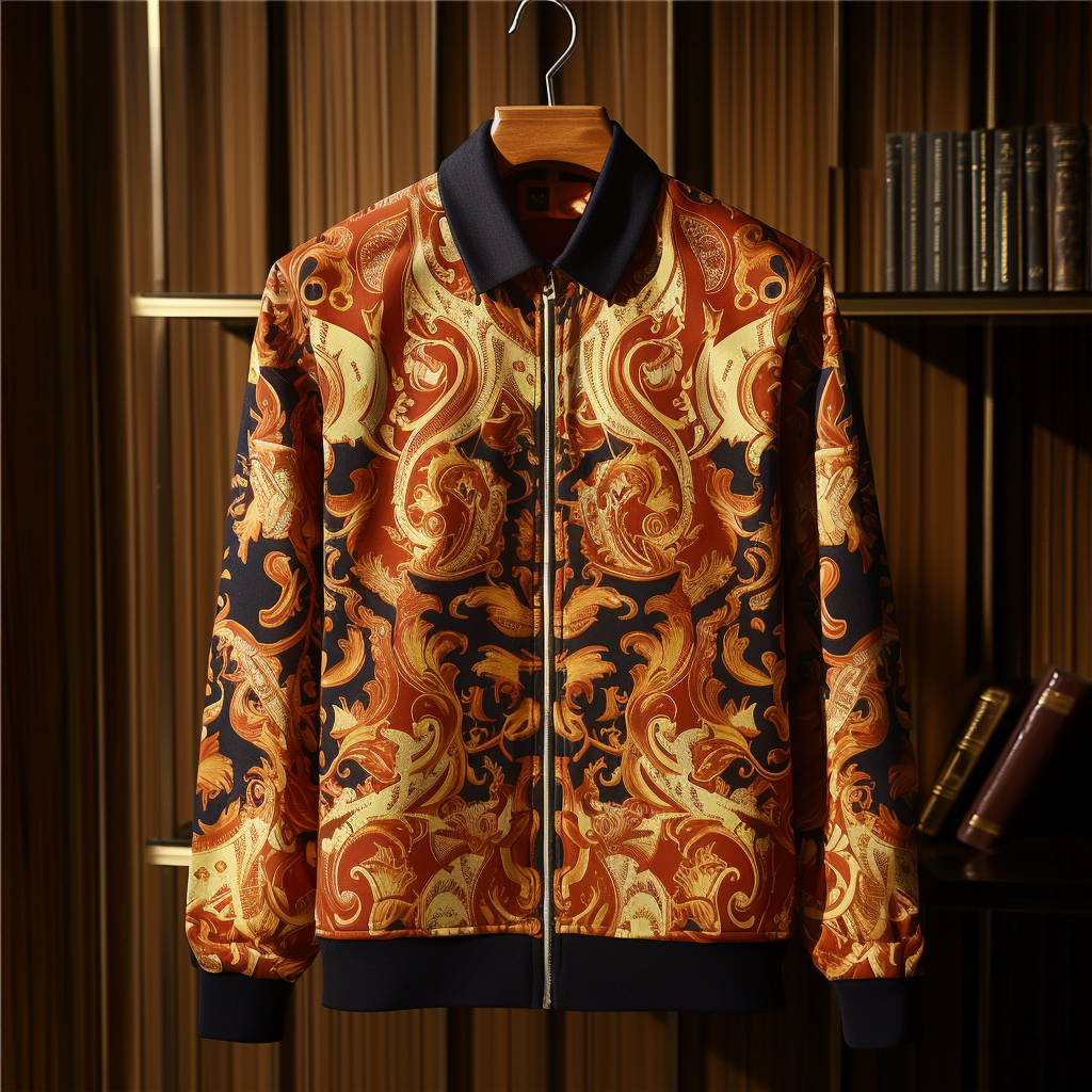 Men's Zipper Printed Jacket Outerwear