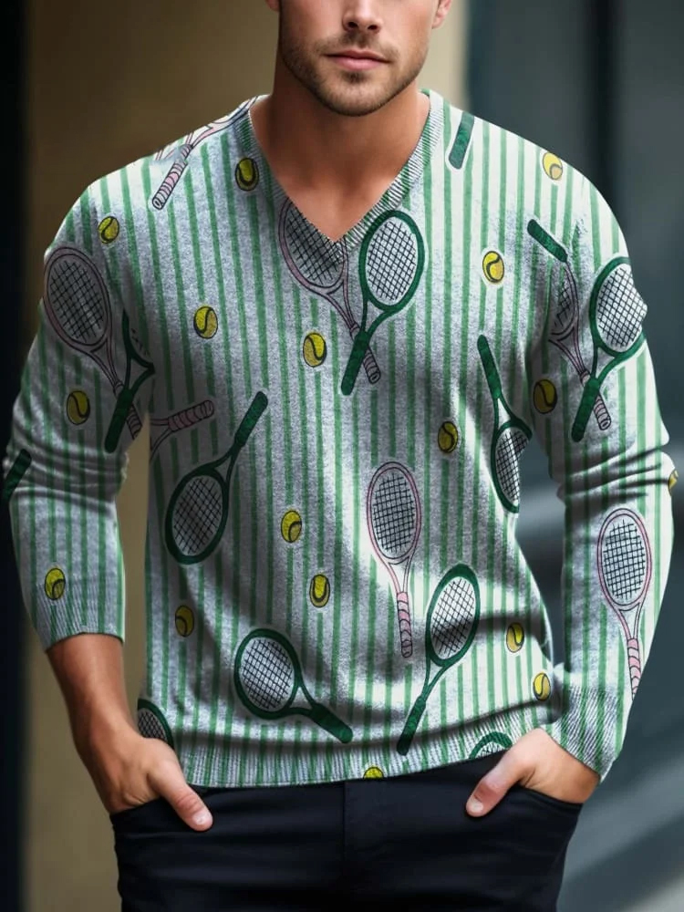 Men's V-neck Lnit long-sleeved sweater 