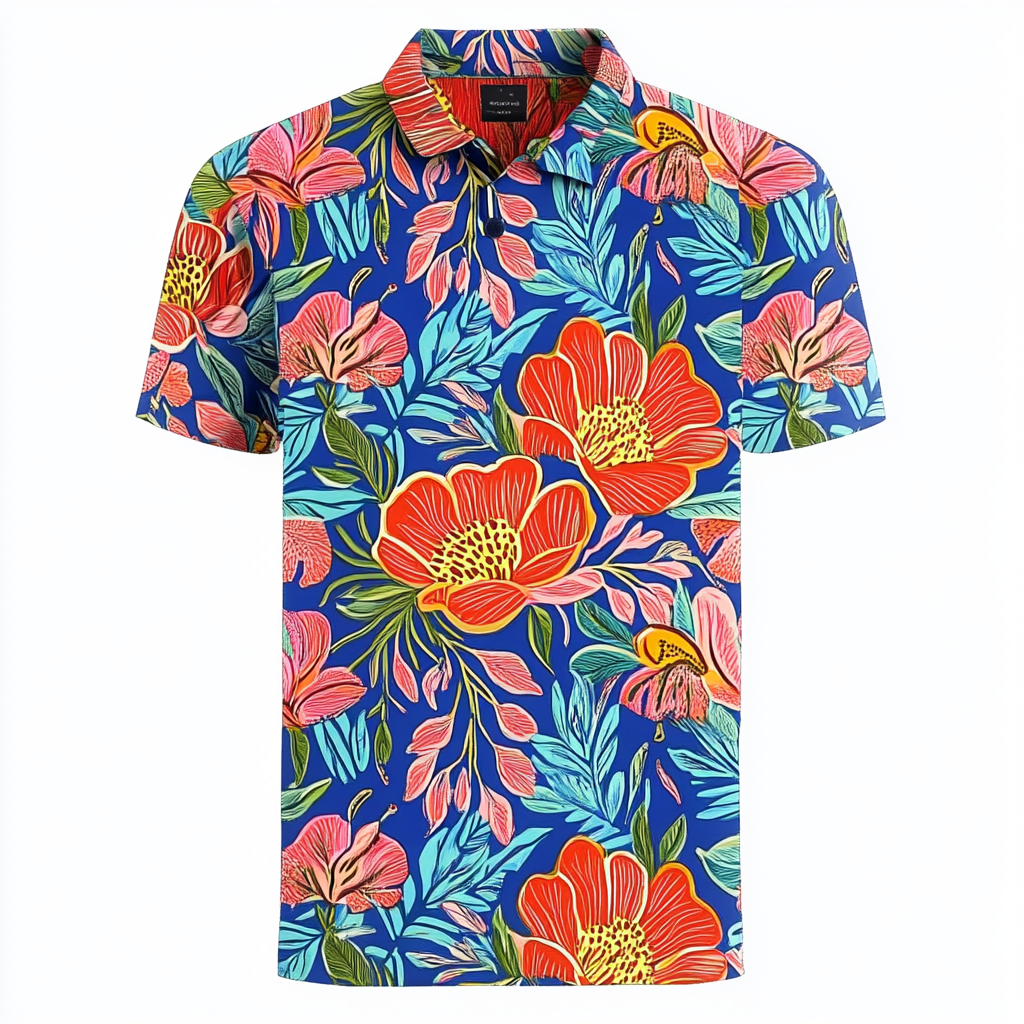 Fashionable and casual men's printed polo shirt