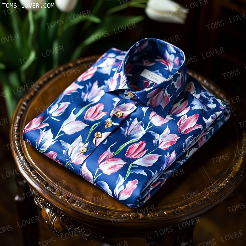Tulip flower print shirt for men
