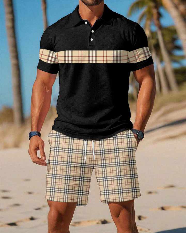 Men's  Print Polo Set Polo Shirt