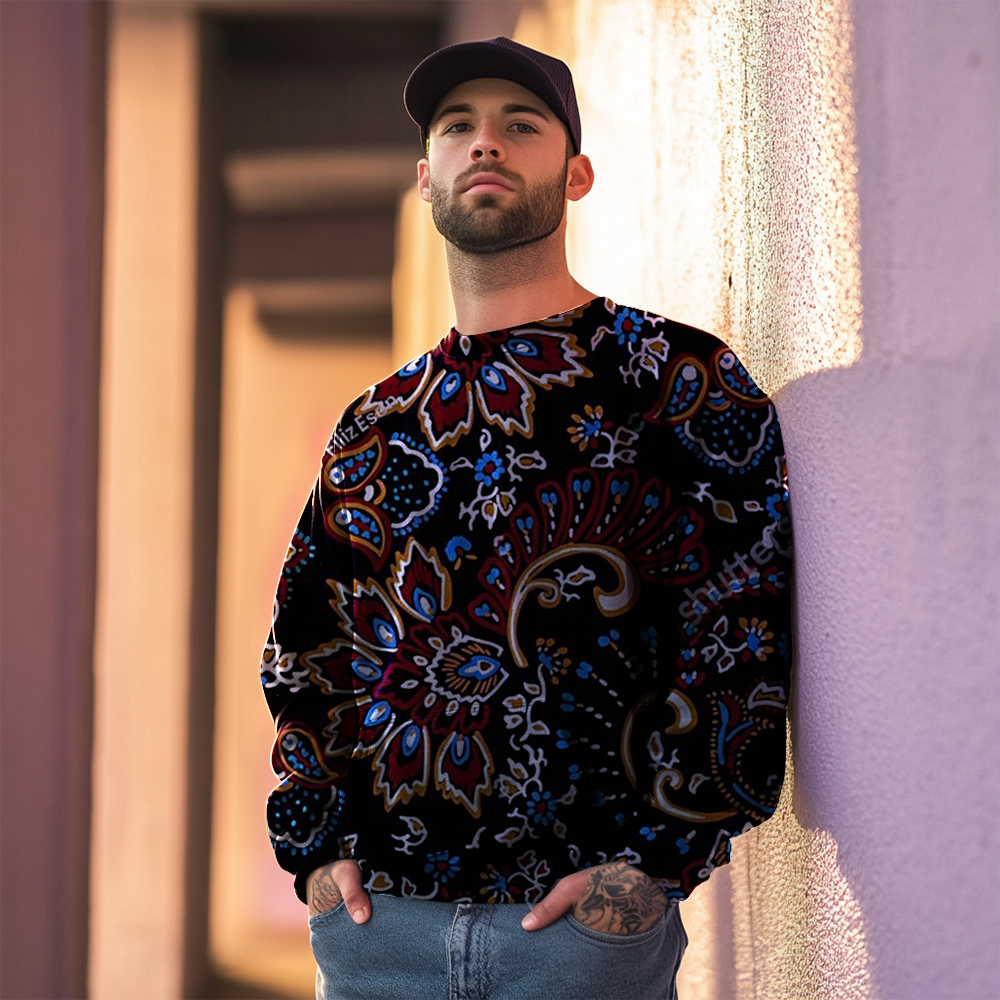 TomsloverPrint Sweatshirt Round Neck Pullover Men