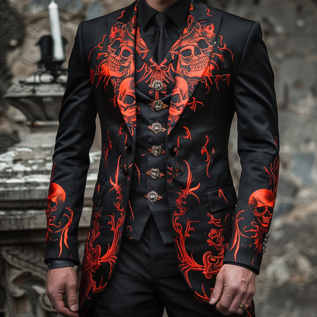 TomsloverMen's Halloween Casual Blazer Jacket Blazer Regular Fit  Single Breasted One-button 