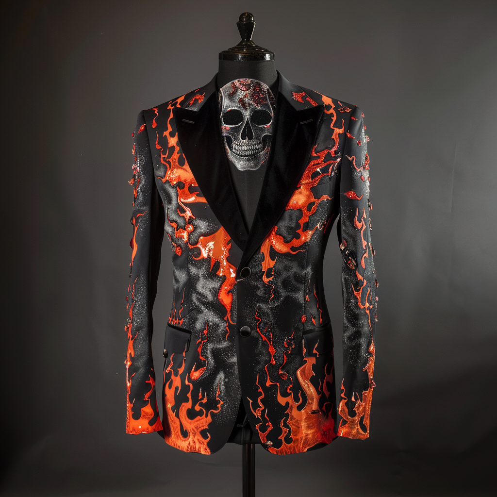 TomsloverMen's Halloween Casual Blazer Jacket Blazer Regular Fit  Single Breasted One-button 