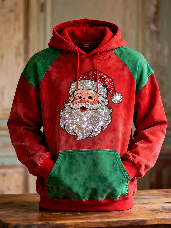 Christmas Long Sleeve Hooded Pocket Men's Top