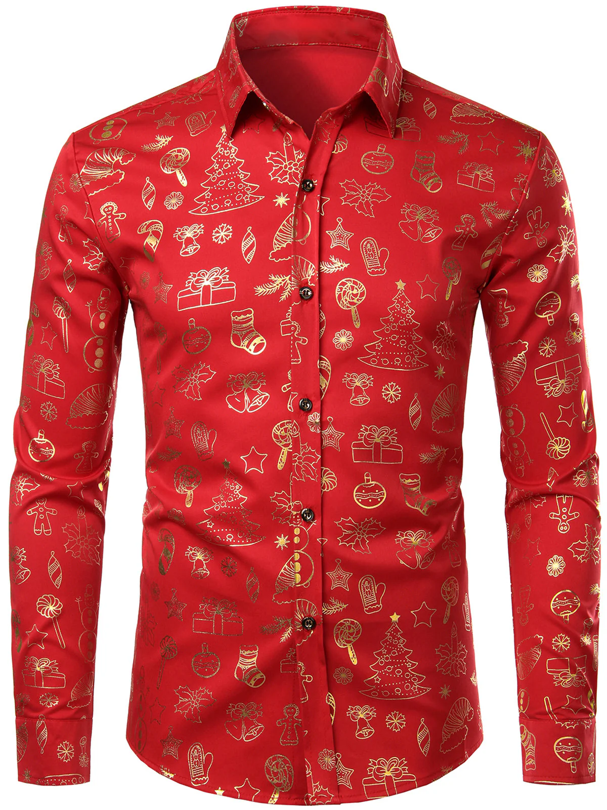 Men's Vintage Print Casual Fashion Button Long Sleeve Shirt