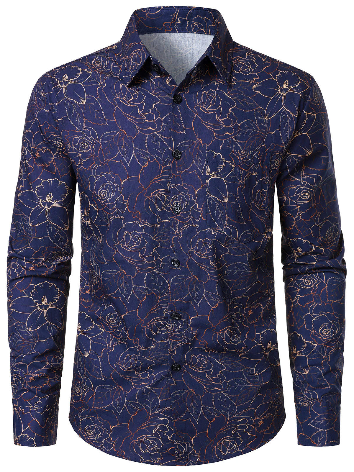 Men's Vintage Print Casual Fashion Button Long Sleeve Shirt