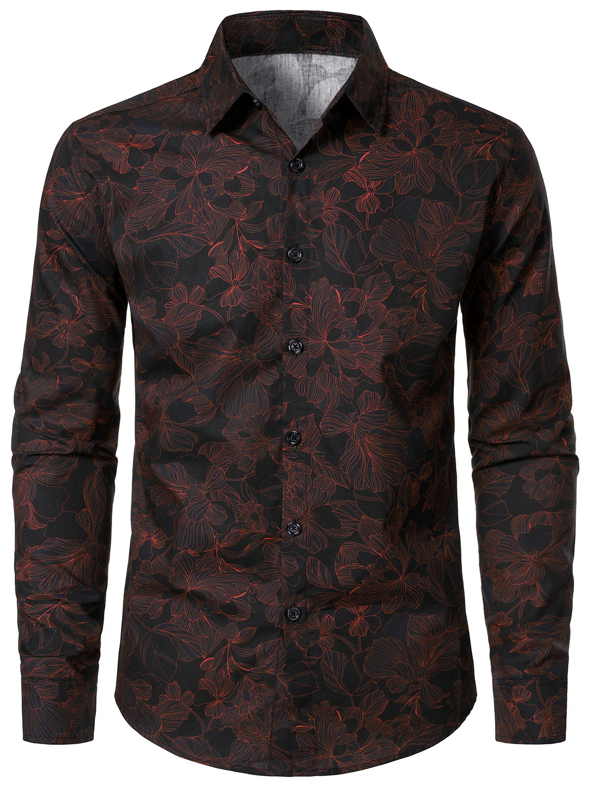 Men's Vintage Print Casual Fashion Button Pocket Long Sleeve Shirt