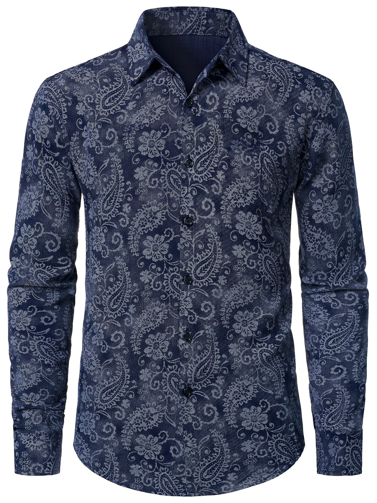 Men's Vintage Print Casual Fashion Button Pocket Long Sleeve Shirt