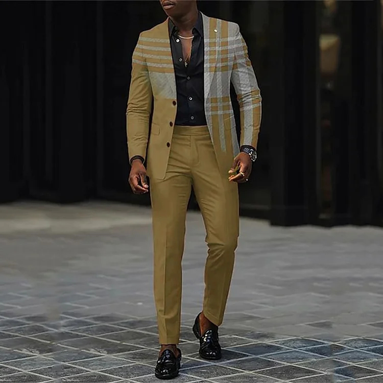 Men's single breasted regular fit suit blazer trousers set