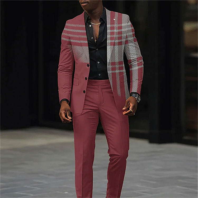 Men's single breasted regular fit suit blazer trousers set