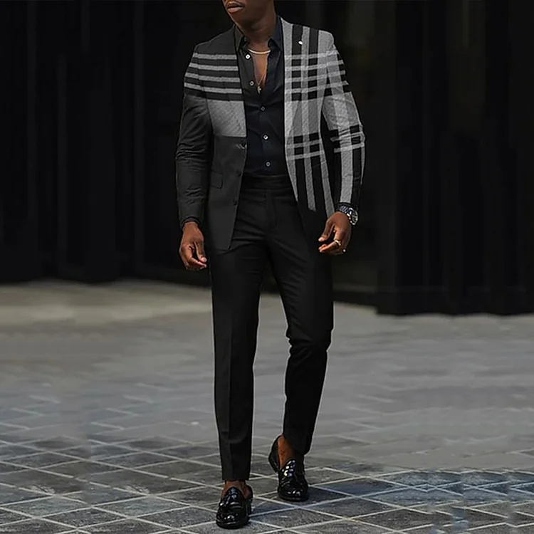 Men's single breasted regular fit suit blazer trousers set