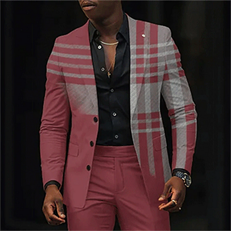 Men's single breasted regular fit suit blazer trousers set
