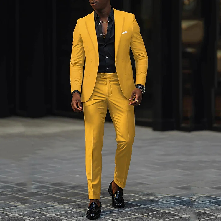 Men's single breasted regular fit suit blazer trousers set