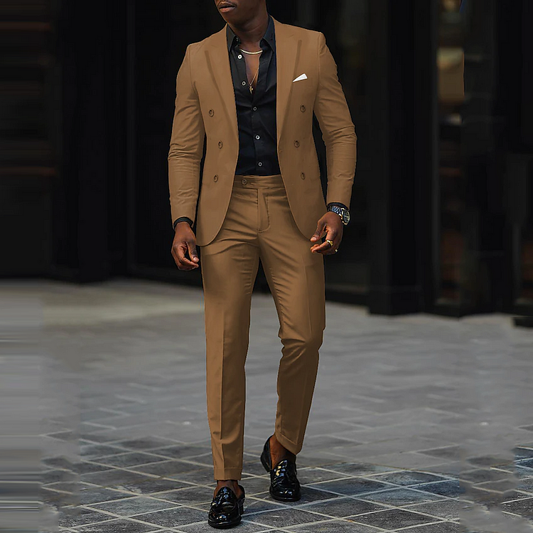 Men's single breasted regular fit suit blazer trousers set