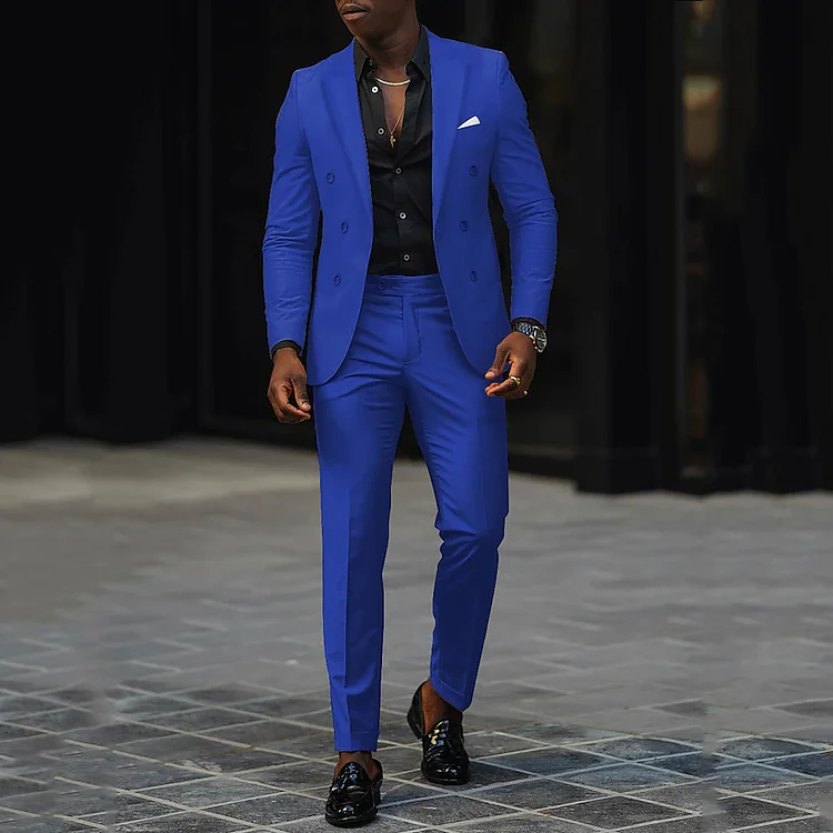 Men's single breasted regular fit suit blazer trousers set