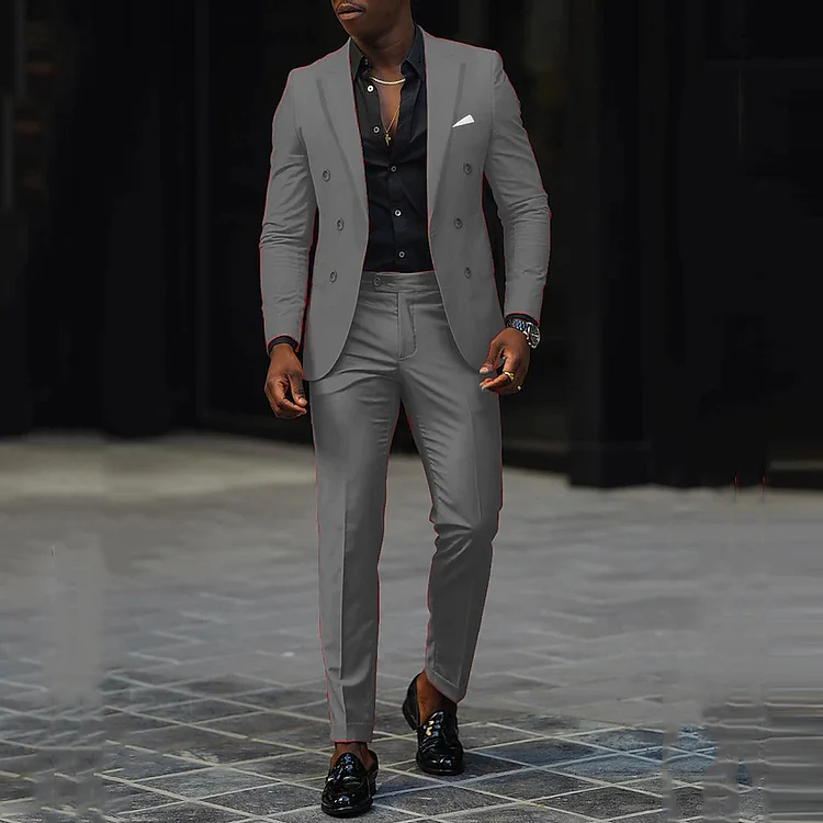 Men's single breasted regular fit suit blazer trousers set