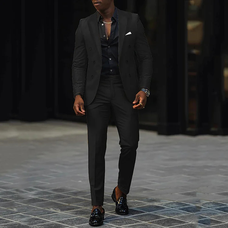 Men's single breasted regular fit suit blazer trousers set