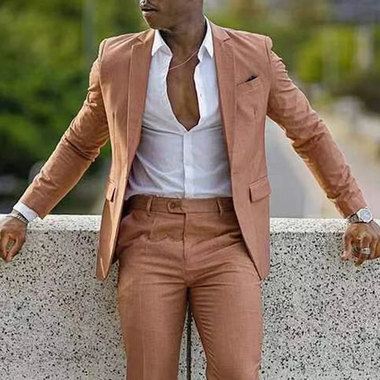 Men's single breasted regular fit suit blazer trousers set