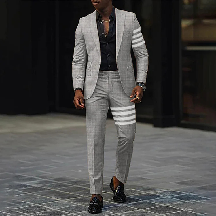 Men's single breasted regular fit suit blazer trousers set