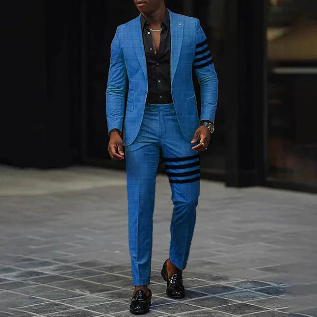Men's single breasted regular fit suit blazer trousers set