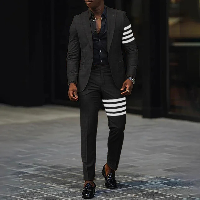 Men's single breasted regular fit suit blazer trousers set