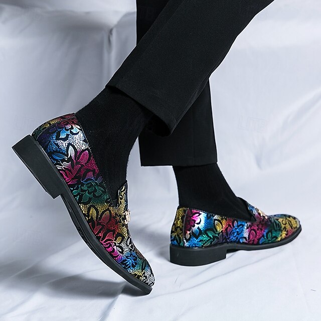 Classic embroidered men's shoes pointed toe lazy toe shoes