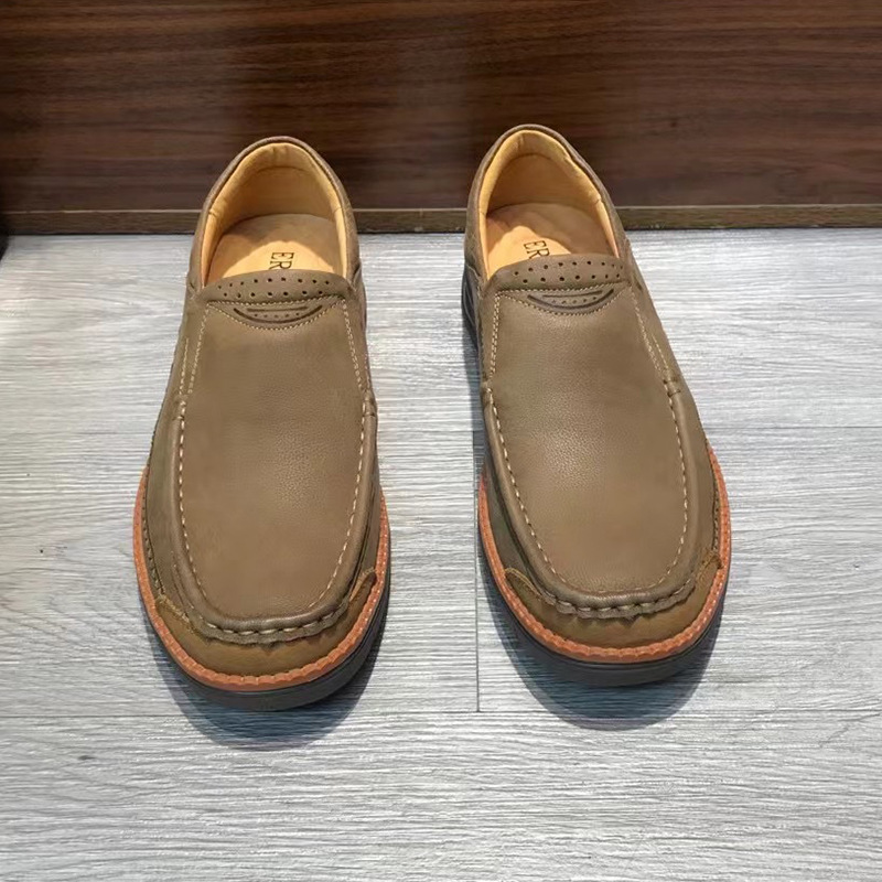 TomsloverMen's Genuine Leather Loafers Casual Flat Shoes