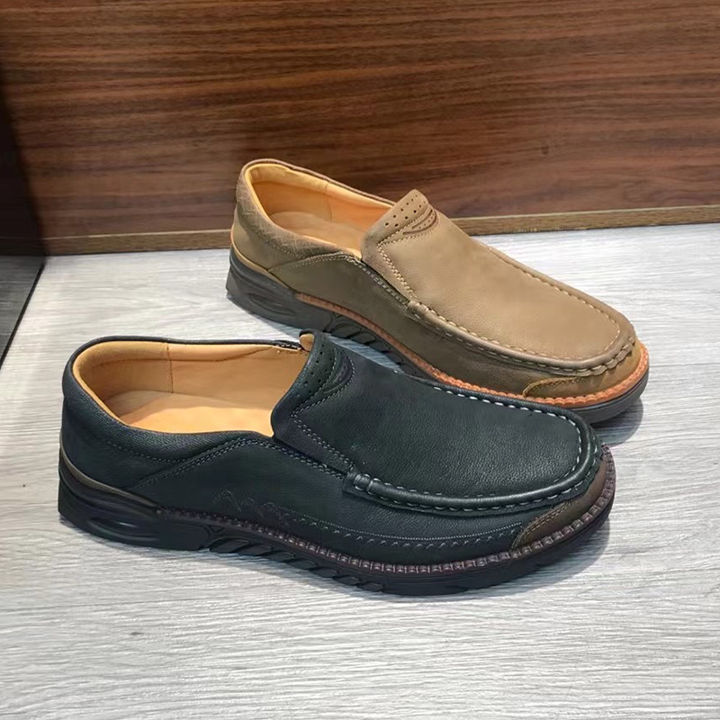 TomsloverMen's Genuine Leather Loafers Casual Flat Shoes