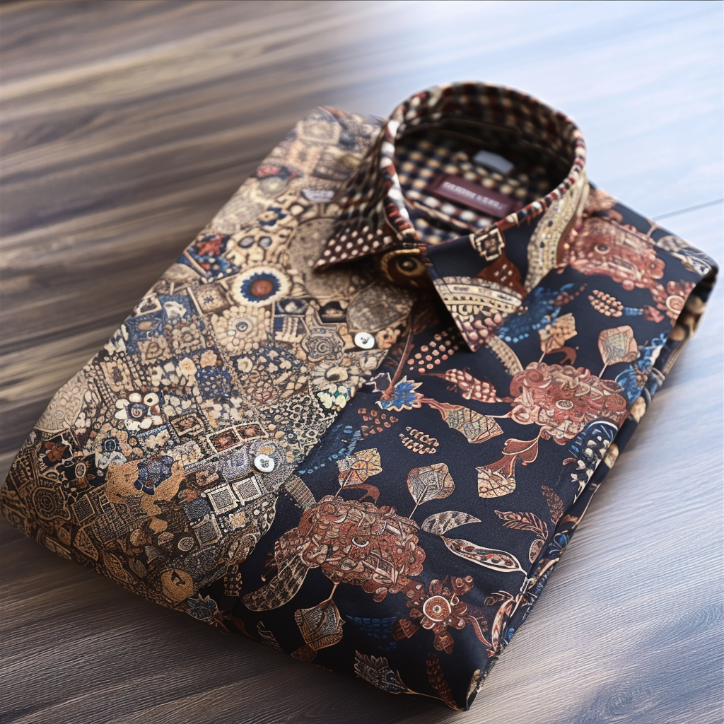 Retro ethnic totem pattern casual shirt long sleeves