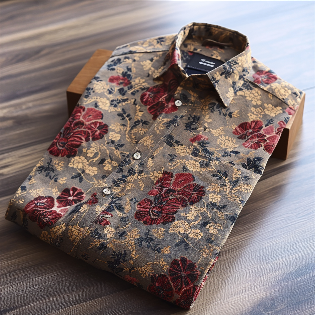 Retro ethnic totem pattern casual shirt long sleeves