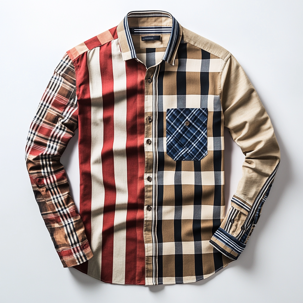 TomsloverColorful plaid shirt men's casual fashion cotton