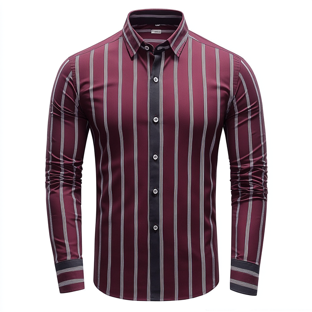 TomsloverMen's Business Long Sleeve Striped Shirt Regular-fit