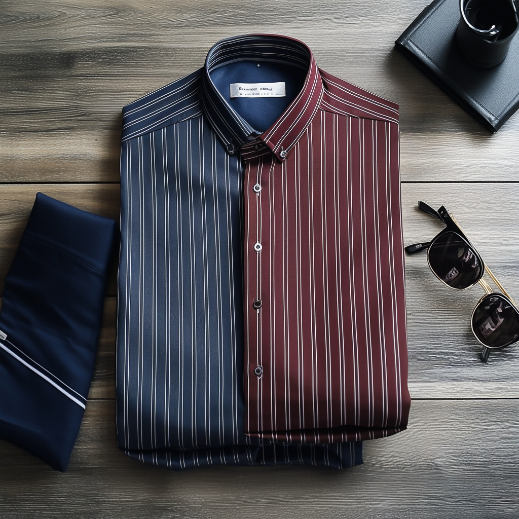 TomsloverMen's Business Long Sleeve Striped Shirt Regular-fit