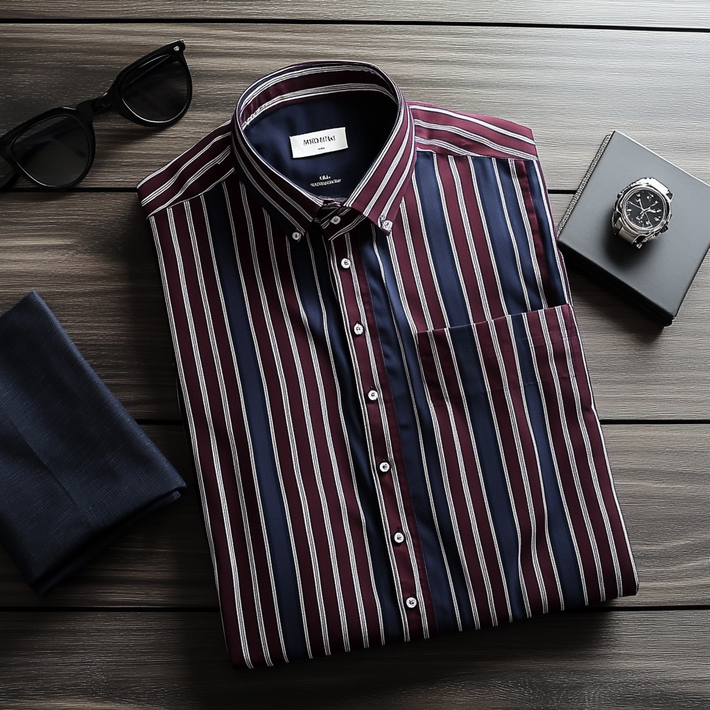 TomsloverMen's Business Long Sleeve Striped Shirt Regular-fit